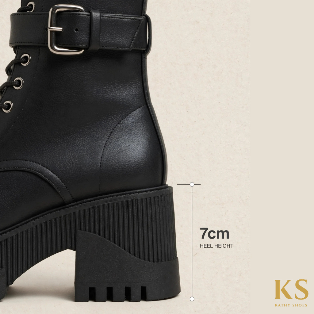 Botines Chunky Mujer Taco 7cm Negro y Marrón
