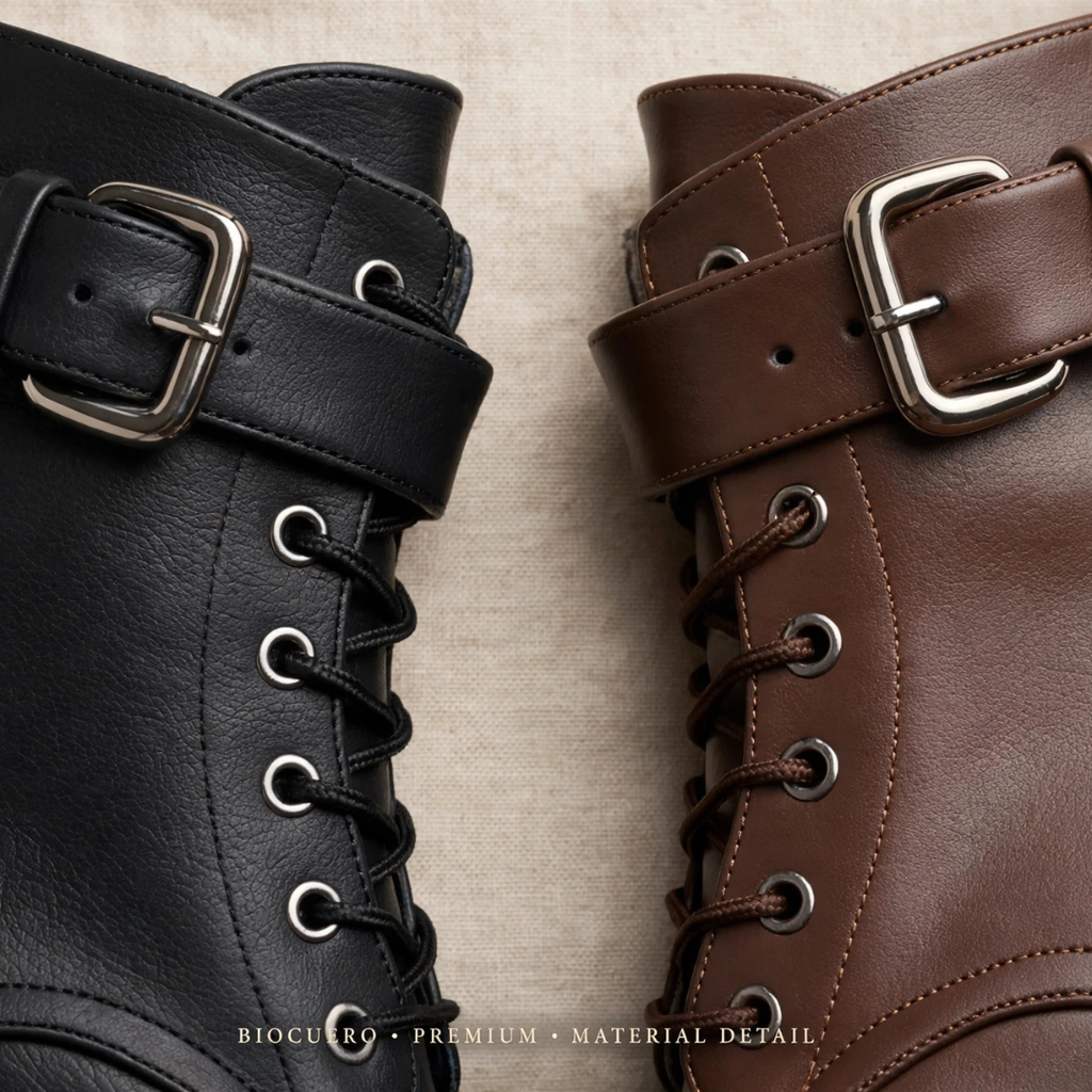 Botines Chunky Mujer Taco 7cm Negro y Marrón