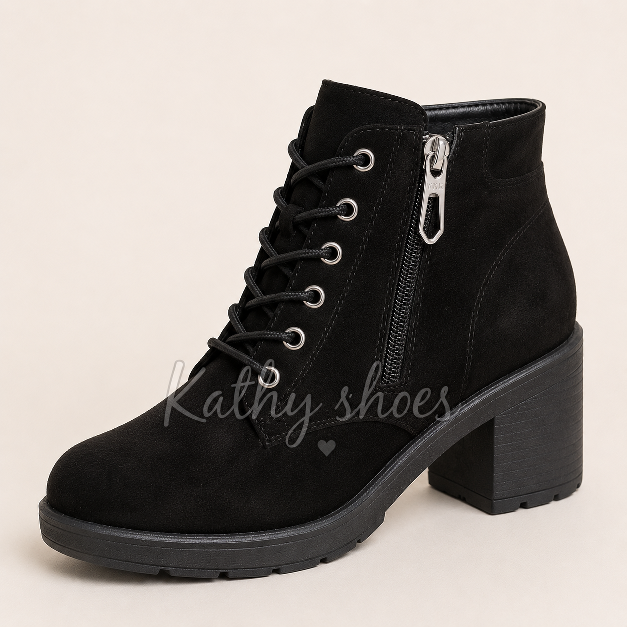 Botín Negro Taco 5 con Cordones – Sueder