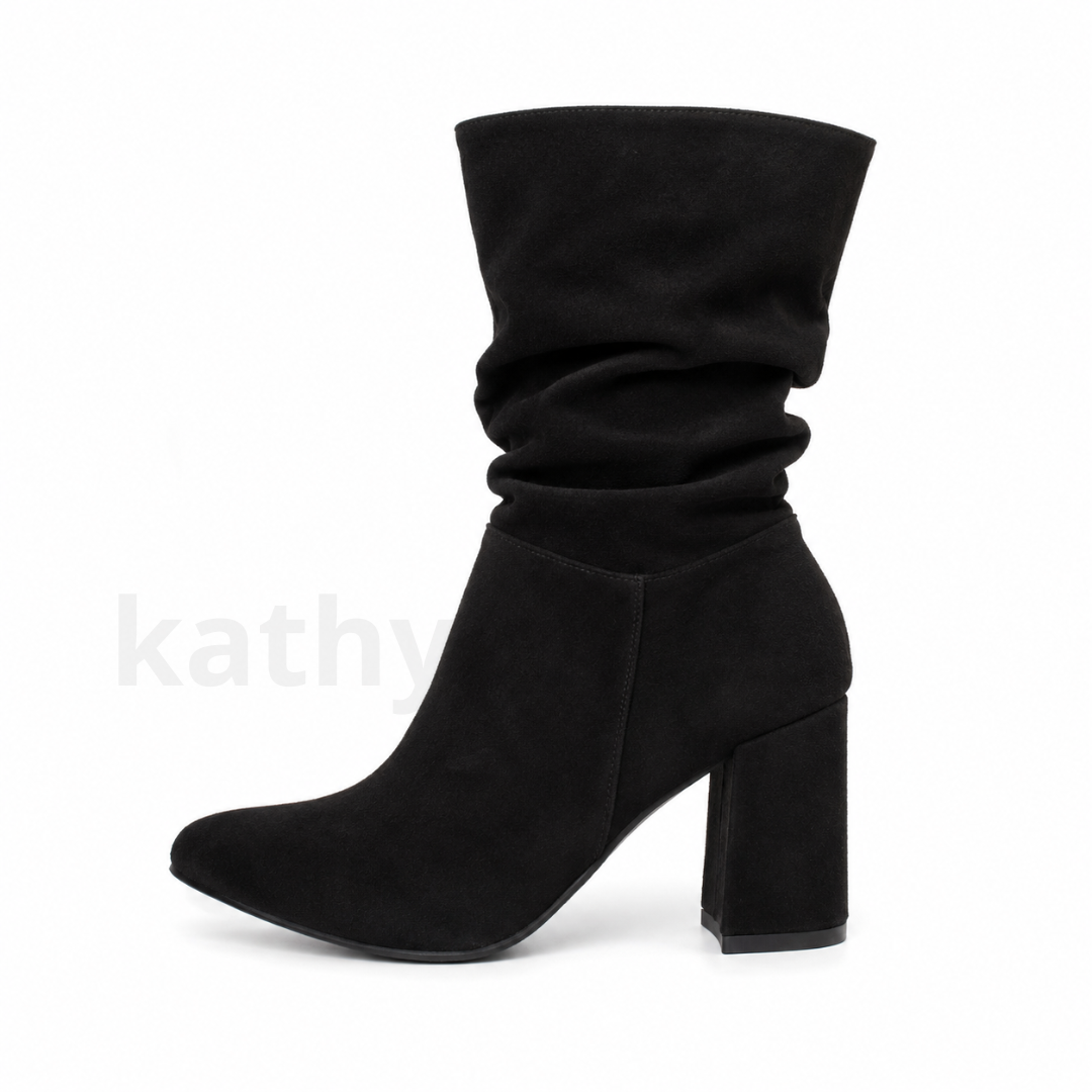 Botín Mujer Negro Arrugado Taco 7 cm | Biocuero y Sueder Premium