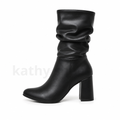Botín Mujer Negro Arrugado Taco 7 cm | Biocuero y Sueder Premium